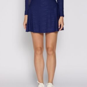 Back Yoke Ruffle Skort in Navy Eyelet